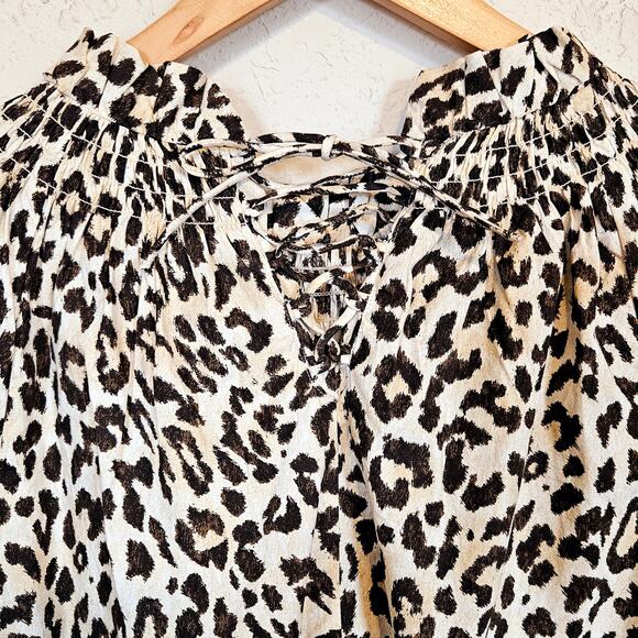 J Crew Ruffle Neck Puff-sleeve Dress Leopard Print Women's Size XS Casual Work - Picture 4 of 11